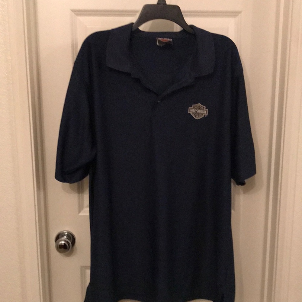 Shirt, collar, Harley Davidson, 2XL, blue